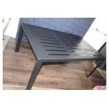 Rectangular Black Metal Outdoor Dining Table with Slatted Top