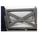 Gray Outdoor Patio Loveseat with White Cushions