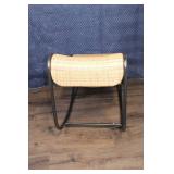 Woven Rattan and Metal Frame Rocking Chair