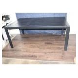 Rectangular Black Metal Outdoor Dining Table with Slatted Top
