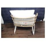 Wicker Patio Armchair with White Cushions