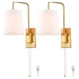 Wall Sconces Set of 2 Gold Plug In $119.99 Retail - Brand New