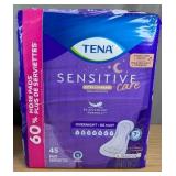 Tena Sensitive Care Extra Cover Pads 45 Count $45.99 Retail - Brand New