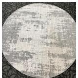 Round Gray & White Abstract Pattern Circular Area Rug - 105"