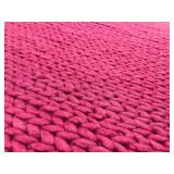 Rug Mat - Pink Braided Knit Floor Rug for Living Room & Entryway 8