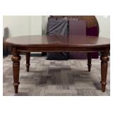 Oval Dining Table with Turned Legs - 2 Additional Table Leafs and Table Top Protector