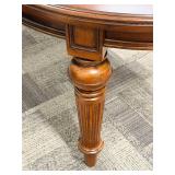 Oval Dining Table with Turned Legs - 2 Additional Table Leafs and Table Top Protector