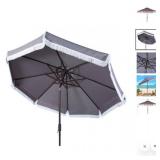 Safavieh PAT8008B Milan Fringe 9ft Crank Outdoor Auto Tilt Umbrella
