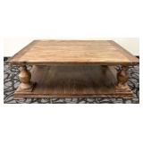 Brooklyn Coffee Table - Rustic Solid Wood with Turned Pedestal Legs