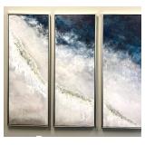 Abstract Seascape Triptych - 3-Panel Framed Canvas Artwork