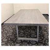 Dining Table - Gray Wood Grain Top & Metal Frame for Meetings