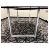 Dining Table - Gray Wood Grain Top & Metal Frame for Meetings