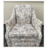 New Sam Moore Swivel Armchair - Damask Upholstery Grey Ivory #2