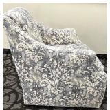 New Sam Moore Swivel Armchair - Damask Upholstery Grey Ivory #2