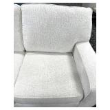 Sofa Cream Fabric 3-Seat with Green Leaf Pillows