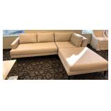 West Elm Sectional Sofa with Chaise - Beige Upholstery