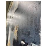 Large Abstract Painting - Navy Blue & Gray with Gold Leaf on Canvas Framed 50" x 98"