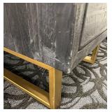Industrial-Style Desk - Distressed Black Wood Top & Gold Metal Frame - Right-Side 2-Drawer