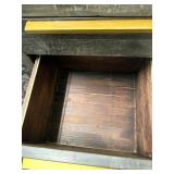 Industrial-Style Desk - Distressed Black Wood Top & Gold Metal Frame - Right-Side 2-Drawer