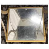 End Tables - Pair of Gold Tone Glass-Top Tables & Mirrored Lower Shelves