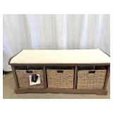 Safavieh Storage Bench with 3 Wicker Baskets - Brown Finish - 47 x 16 x 20 in