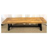 Wood Coffee Table - Rustic Industrial with Black Metal Base