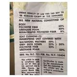 Wingback Chair - Damask Upholstery Blue & Burgundy with Carved Wood Legs #2