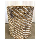 NEW Round Seagrass End Table / Basket & White Rope Trim - #1