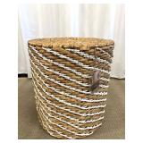 NEW Round Seagrass End Table / Basket & White Rope Trim - #2