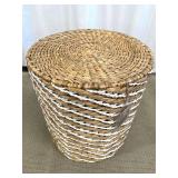 NEW Round Seagrass End Table / Basket & White Rope Trim - #2