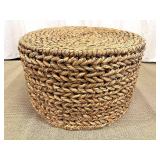 Handwoven Seagrass Round Table / Storage Basket - Natural Finish
