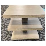 Stacked Platform Coffee End Table - Oak Veneer Central Column