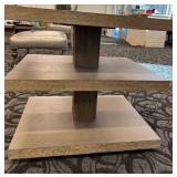 Stacked Platform Coffee End Table - Oak Veneer Central Column