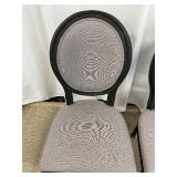 Pair of Black Wood Dining Chairs - Grey Upholstery & Oval Backs