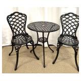 Bistro Patio Table & 2 Chairs Set - Black Lattice Design