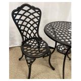 Bistro Patio Table & 2 Chairs Set - Black Lattice Design