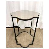 Zuomod End Table - Flower-Shaped Metal Top with Black Iron Base - Made in India