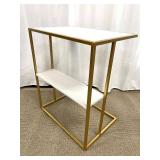 Console Table - Gold Metal Frame & White Top, 20 x 14 x 24