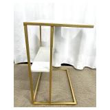 Console Table - Gold Metal Frame & White Top, 20 x 14 x 24