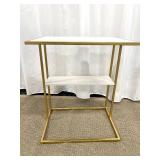 Console Table - Gold Metal Frame & White Top, 20 x 14 x 24