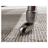 Chrome Glass End Table - 2-Tier, X-Brace & Casters - 23 in W x 21 in D x 20 in H