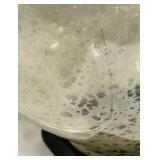 Round Glass Globe Table Lamp - White Fabric Drum Shade