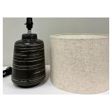 Brown Ceramic Table Lamp - Linen Shade