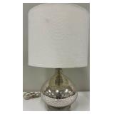 Crackle Glass Teardrop Table Lamp - White Drum Shade