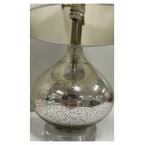 Crackle Glass Teardrop Table Lamp - White Drum Shade