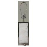 Table Lamp - Marble Panel Base & Linen Drum Shade #1