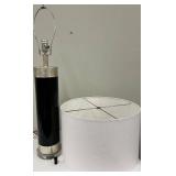 Table Lamp - Black Finish Base with Silver Trim & White Fabric Shade