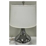 Contemporary Chrome Table Lamp & Linen Shade