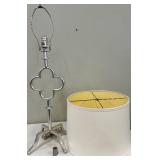 Quatrefoil Table Lamp & Cream Drum Shade - Silver Finish