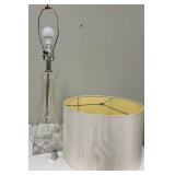 Clear Glass Table Lamp & White Fabric Shade